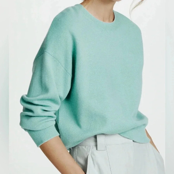 VINCE Double Layer Cashmere Crew Pull Over Light Aqua Size XS - Picture 2 of 8